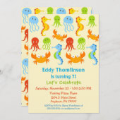 Sous la mer Anniversaire Invitation Créatures (Devant / Derrière)