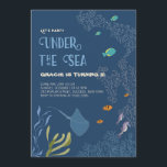 Sous la mer Aquatic Ocean Carte d'anniversaire enf<br><div class="desc">Cette invitation à l'anniversaire présente un thème océanique avec des gribouillis de poissons, du stingray, de l'hippocampe, de la barrière de corail, des algues. Ce thème convient à la fois aux garçons et aux filles.</div>