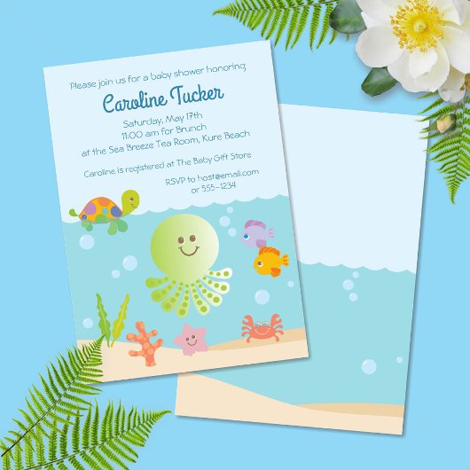 Sous la mer Baby Boy Shower Invitations