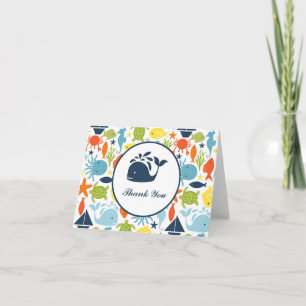 Sous la mer, Baby shower nautique Merci Note