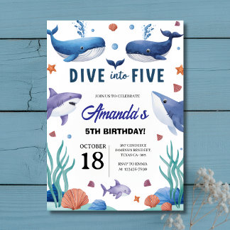 Sous la mer Baleine et requin Invitation d'anniver