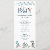 Sous la mer bleu aquarelle Oh Boy Shower Menu (Devant)