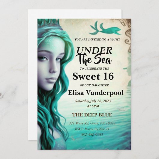 Sous la mer douce 16 Invitation (Devant / Derrière)