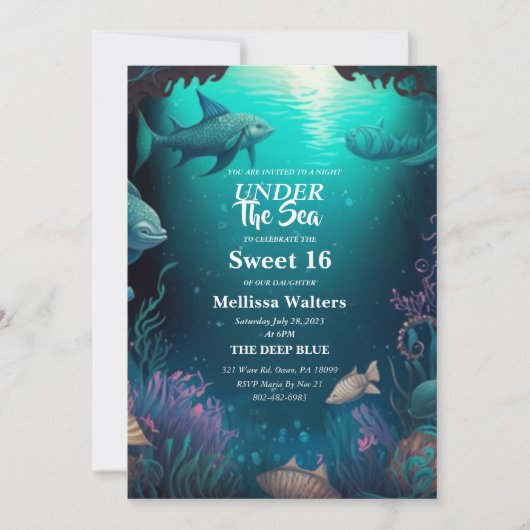 Sous la mer douce 16 Invitations (Devant)