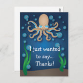 Sous la mer Ecru Octopus Merci carte postale (Devant / Derrière)