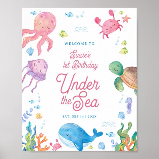 Sous la mer Enfants 1er anniversaire Affiche de bi (Devant)