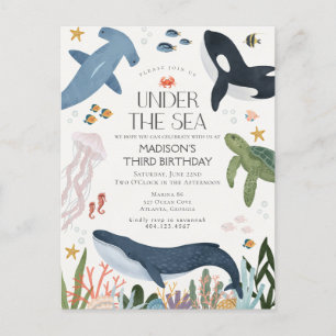 Sous la mer Hommes et femmes Invitation d'annivers