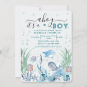 sous la mer invitation bébé garçon douche (Devant)