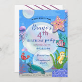 Sous la mer Invitation d'anniversaire (Devant / Derrière)