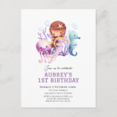 Sous la mer Invitation d'anniversaire de Sirène (Devant)
