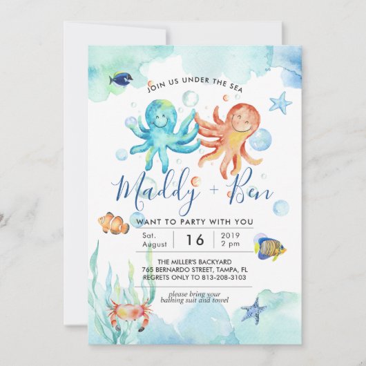 Sous la mer | Invitation d'une partie de pool conj (Devant)