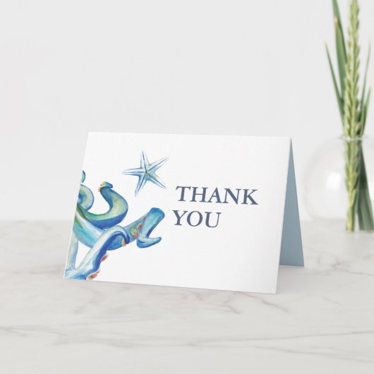 Sous la mer Merci Cartes Bleu Octopus (Devant)