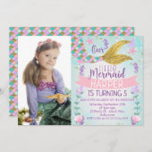 Sous la mer Mermaid Tail Invitation d'anniversaire (Devant / Derrière)