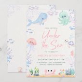 Sous la mer Océan Animaux 1er Invitation Anniversa (Devant / Derrière)