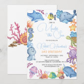 Sous la mer Océan Animaux Invitation Anniversaire (Devant / Derrière)