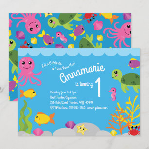 Sous la mer Océan Animaux Invitations d'anniversai