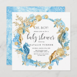 Sous la mer  Oh Boy Baby shower Invitation