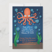 Sous la mer Orange Octopus Invitations d'anniversa (Dos)