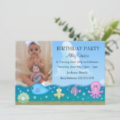Sous la mer Photo Invitation d'anniversaire (Debout devant)