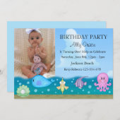 Sous la mer Photo Invitation d'anniversaire (Devant / Derrière)
