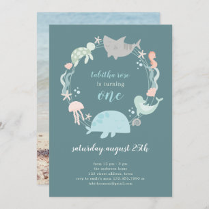 Sous la mer Photo Invitation premier anniversaire