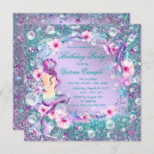 Sous la mer Sirène Anniversaire Invitations (Devant / Derrière)