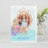 Sous la mer Sirène Anniversaire Photo Invitation (Debout devant)