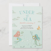 Sous la mer Sirène fête d'anniversaire Invitation (Devant)