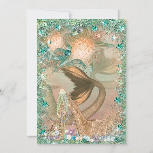 Sous la mer Sirène Invitations d'anniversaire (Dos)