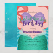 Sous la Mer Sirène Princesse Invitation d'annivers (Devant / Derrière)