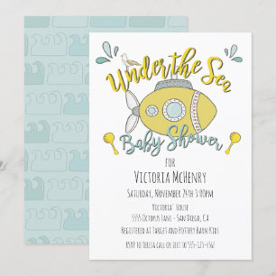 Sous la mer Sous-marin Baby Shower Invitations