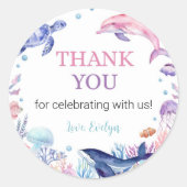 Sous la mer Sticker Dauphin Étiquette Anniversaire (Devant)