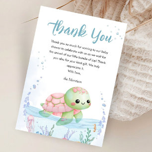 Sous la mer Tortue Baby Shower Fille Merci