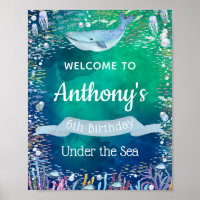 Sous la mer Tout âge Affiche de bienvenue d'annive