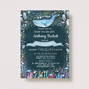 Sous la mer Tout âge Anniversaire Invitations