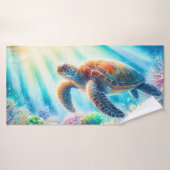 Sous la tortue de mer (Serviette de bain)