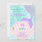 Sous La Voie De Sirène De Mer Invitation Anniversa (Devant)