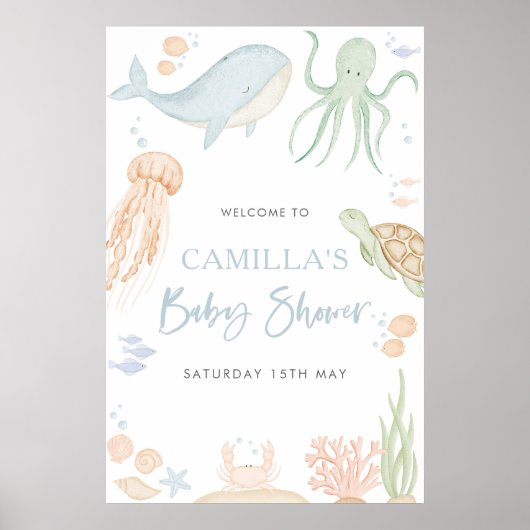 Sous Le Baby shower De Mer Affiche de bienvenue 24 (Devant)