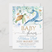 Sous le Baby shower de mer Invitation Boy Ocean (Devant)