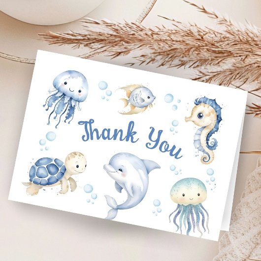 Sous Le Baby shower De Mer Plié Carte de remerciem