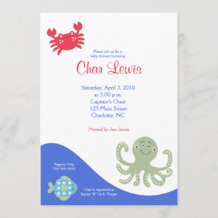 Sous le Baby shower Sea Calypso 5 x 7 invitation
