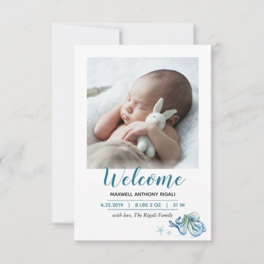 Sous le Faire-part de naissance marin (Devant)