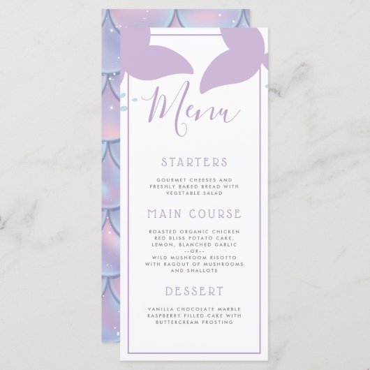 Sous le menu de fête d'anniversaire de sirène de (Devant / Derrière)