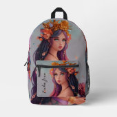 Sous le sac à dos imprimé de sirène d'aquarelle ma (Recto)