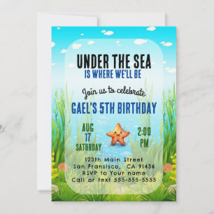 Sous le Sea Boy Anniversaire de enfant Invitation 