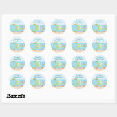 Sous le Sticker rond Baby shower de mer (Feuille)