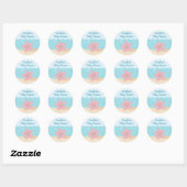 Sous le Sticker rond Baby shower de mer bleu-vert (Feuille)