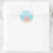 Sous le Sticker rond Baby shower de mer bleu-vert (Sac)