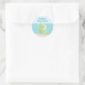 Sous le Sticker rond Baby shower de mer bleu-vert (Sac)