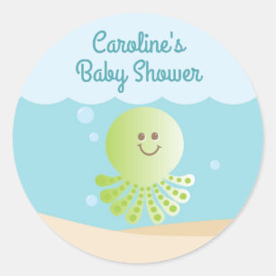 Sous le Sticker rond Baby shower de mer bleu-vert